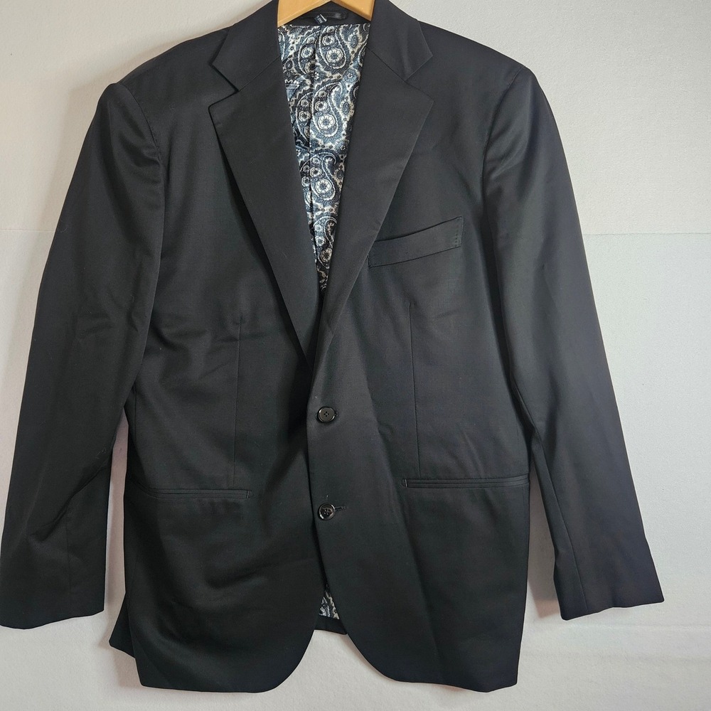 Suitsupply Ariston Napoli Black Wool Blazer Paisley Lining Mens Sport Coat 43R